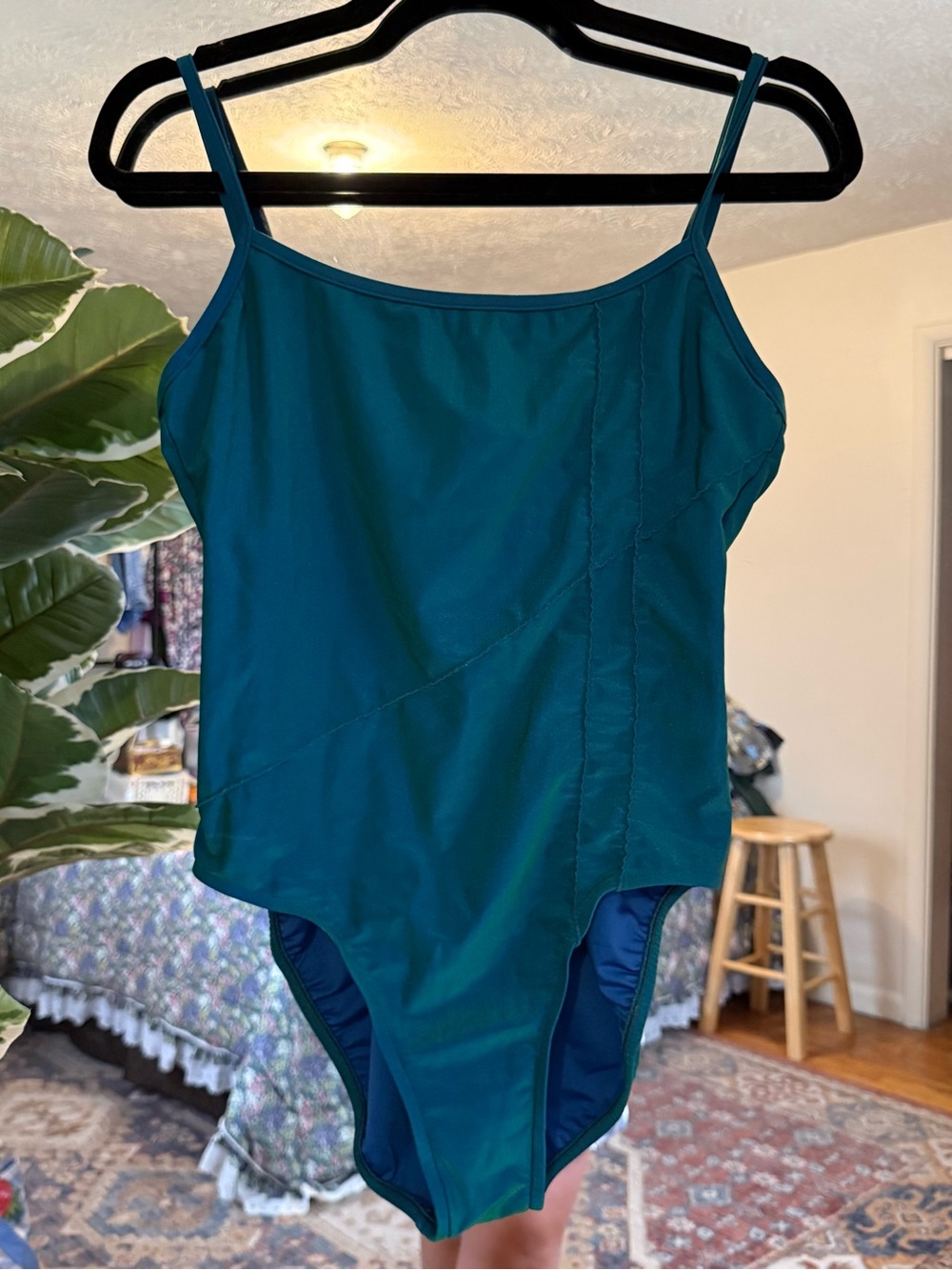 Vintage 90s Jantzen blue & green metallic bathing suit - Picture 2 of 7